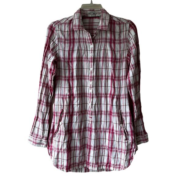 Toad&Co Tops - Toad & Co Mixologist Tunic Top Long Sleeve Plaid Outdoor Organic Rose Women's XS